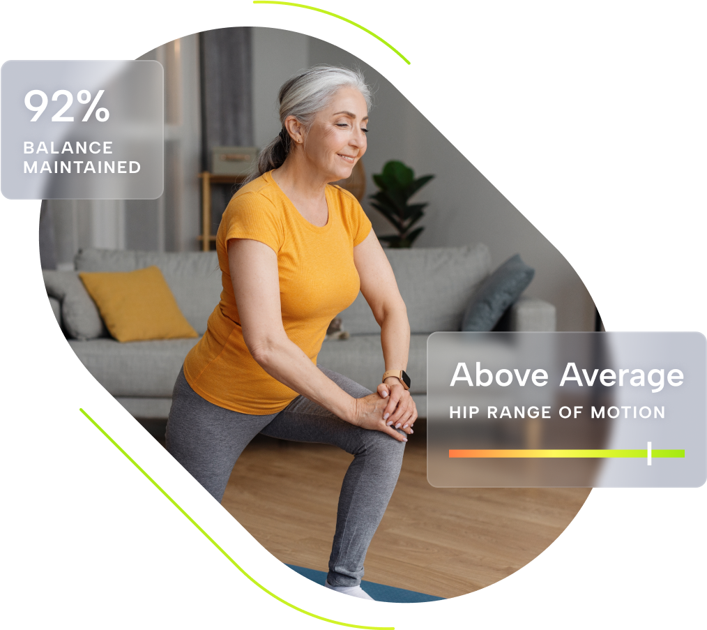 A woman is doing squats in the living room.